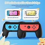 FASTSNAIL Grips Compatible with Nintendo Switch JoyCon, Wear-Resistant Handle Kit for Switch Joy Cons, Ergonomic Controller Holder Switch Games Accessories, 2 Pack (Black)