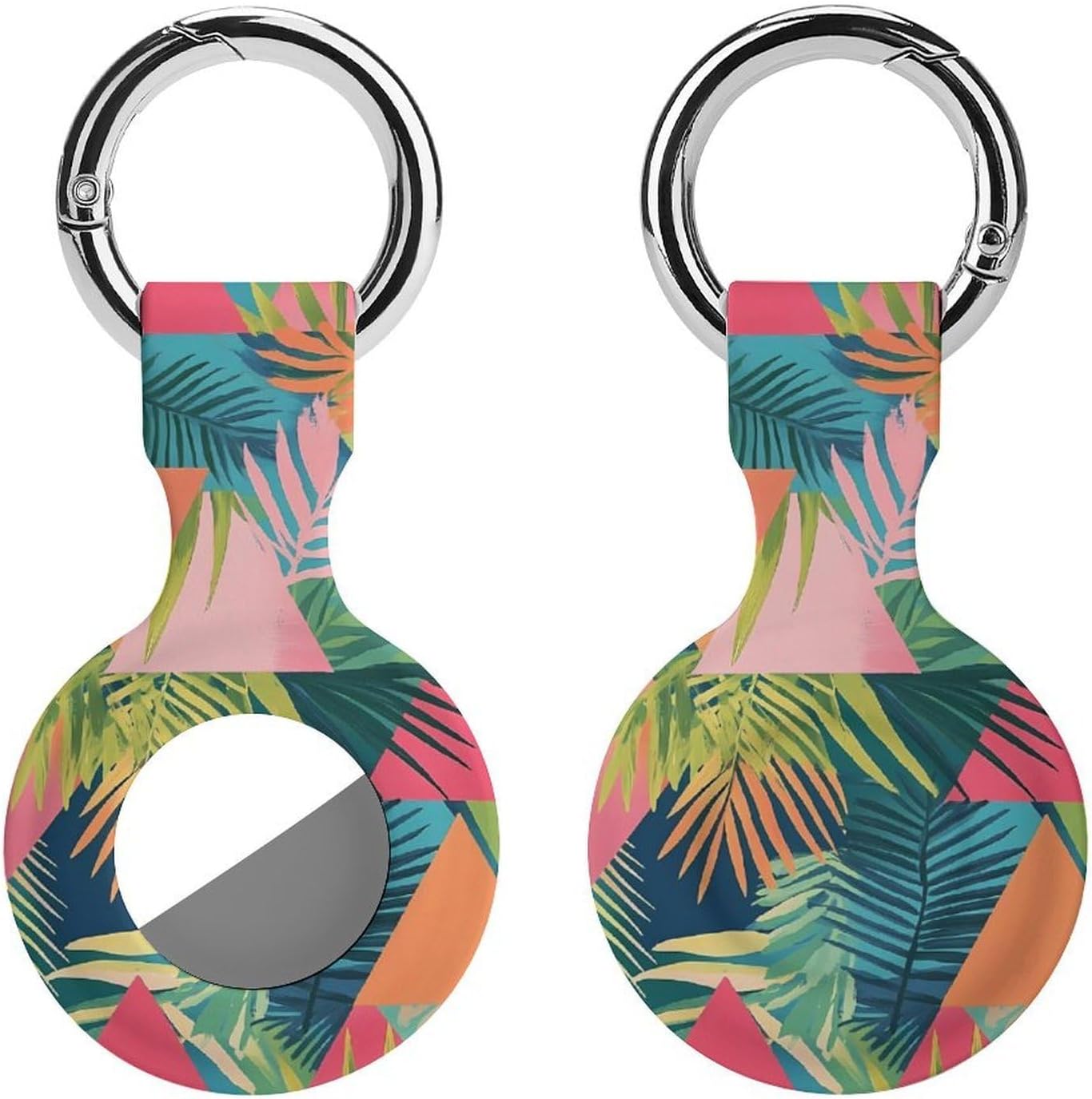 80S Triangles and Palm Trees Funny Cover Compatible with AirTag Case Protector GPS Tracker Holder with Keychain