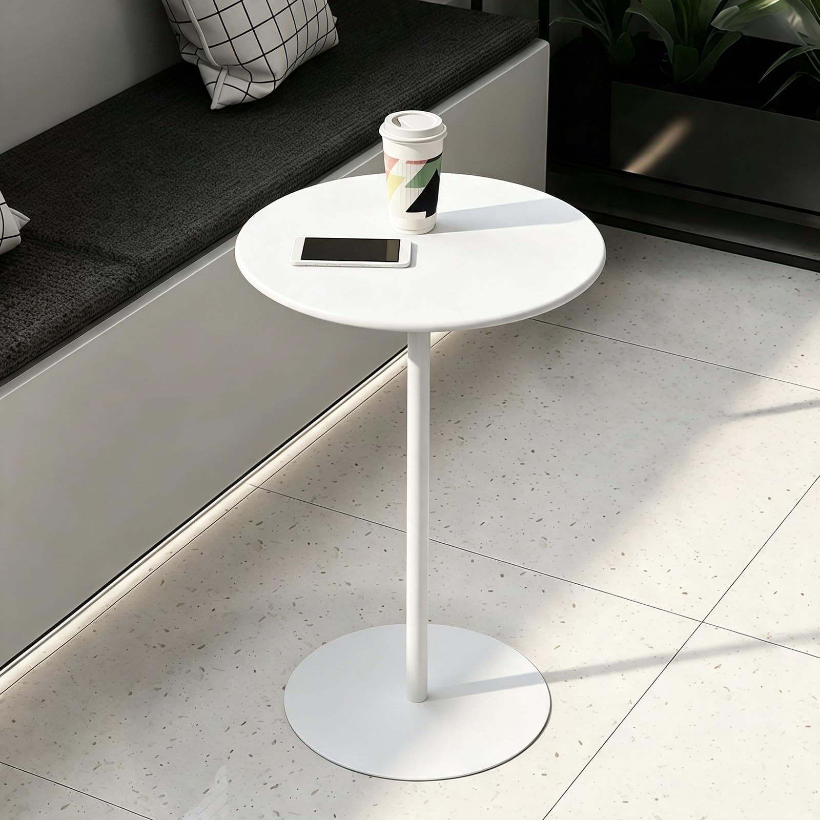 Table à Manger Ronde Minimaliste Moderne en Acier Inoxydable,