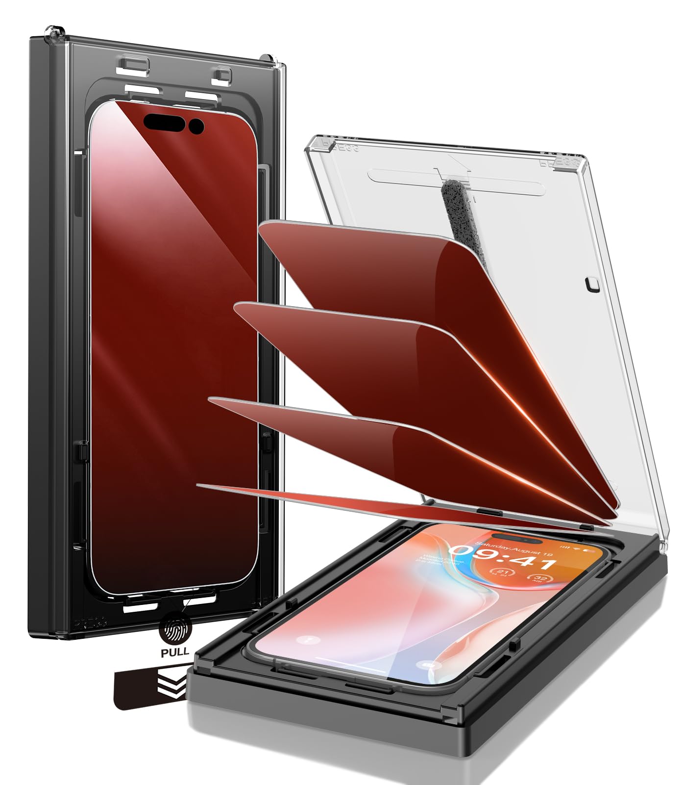 View 1 of PandaShield 25° Red Privacy Screen Protector For iPhone 16/15/14 Pro