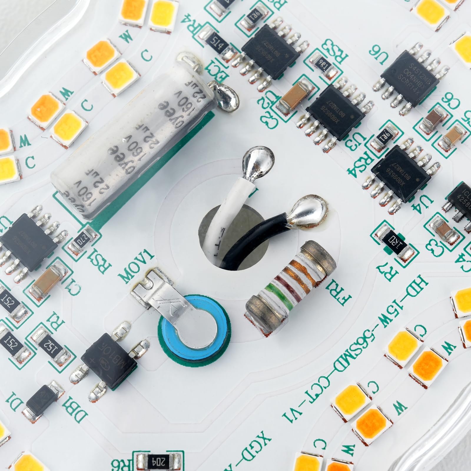 Kit de actualización de la luz del ventilador de techo LED de 3.23 '' 15 W, placa de repuesto de luz de techo motor de PCB, 1800LM, 3CCT 3000K/4000K/5000K ajustable 120V ETL CRI90 3