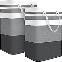 UrbAmerican 2-Pack Large Waterproof Collapsible Laundry Hampers, 75L Tall Clothes Bags with Reinforced Handles for Dorm, Family, Camping - No Wire Frame