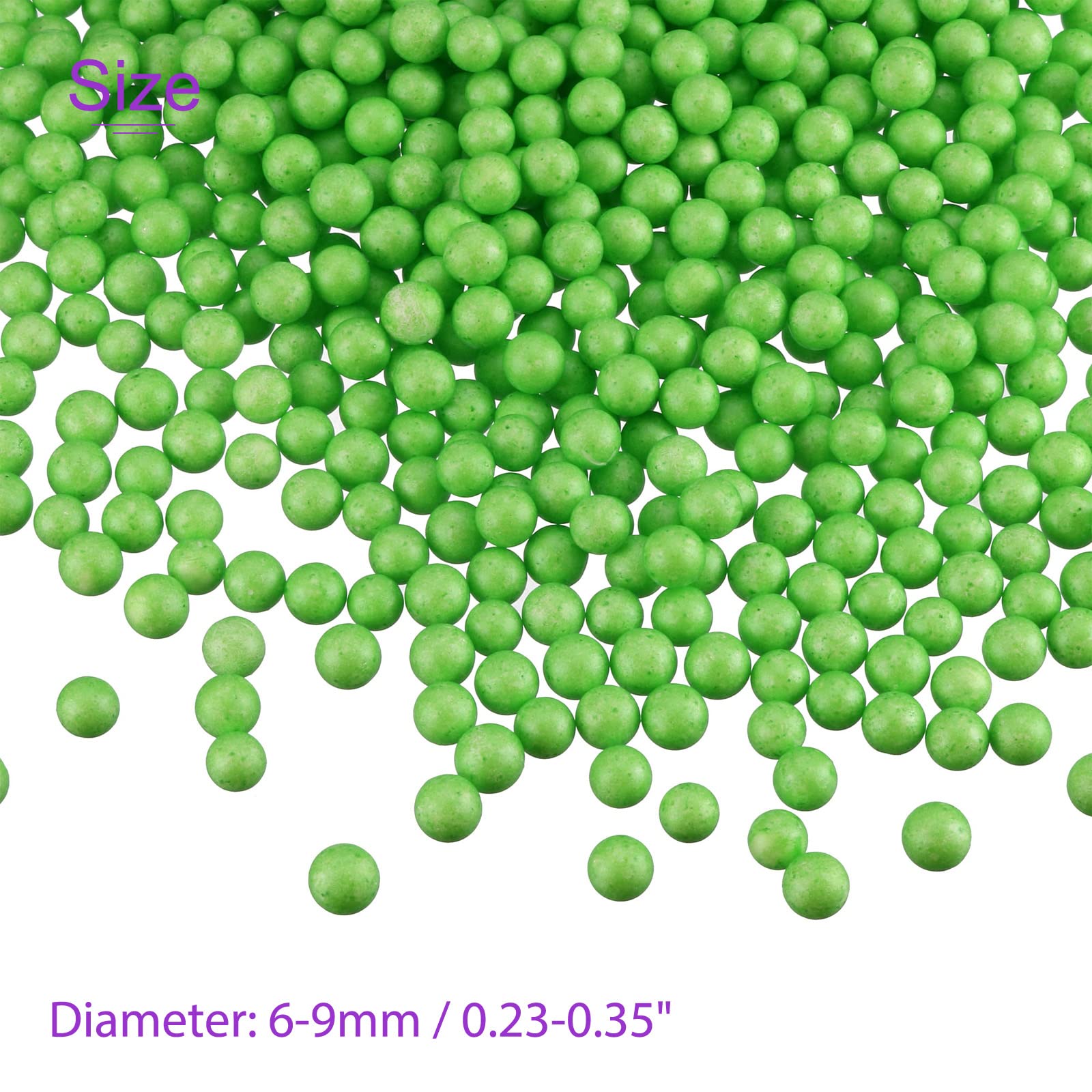 DMiotech 1 Pack 0.3-in Foam Beads Ball Polystyrene Round Foam Balls Green for DIY Craft Arts, Party Decoration - Image 3