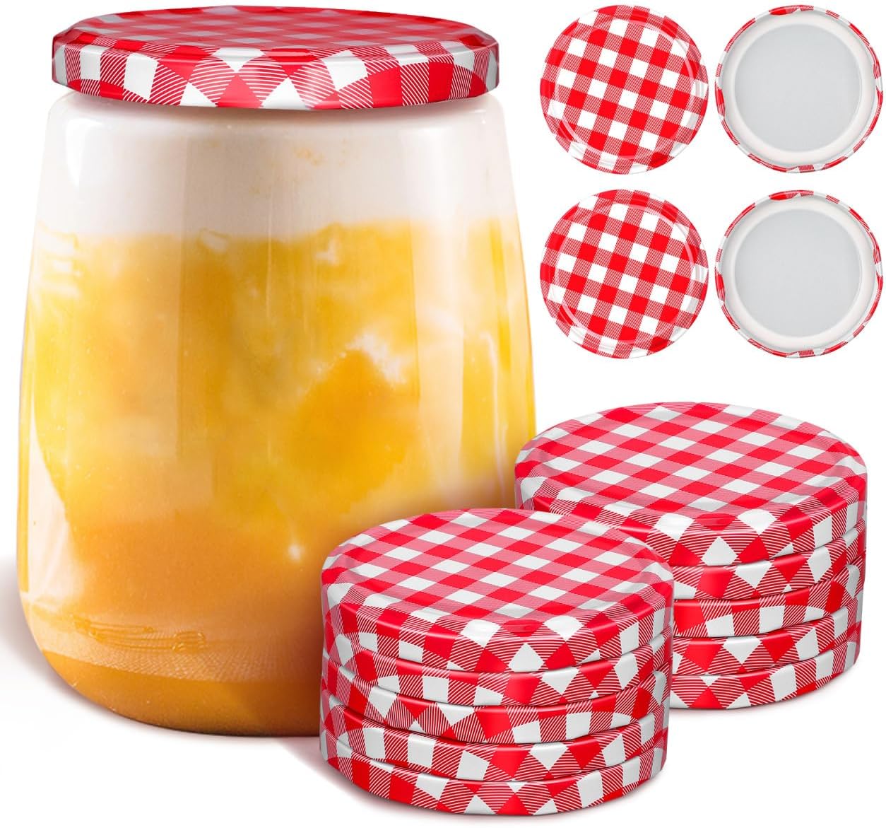 Kichvoe 40Pcs Airtight Canning Jar Lids Regular Mouth Leakproof Metal Covers 3.38 Inch Diameter for Food Storage and Preserving