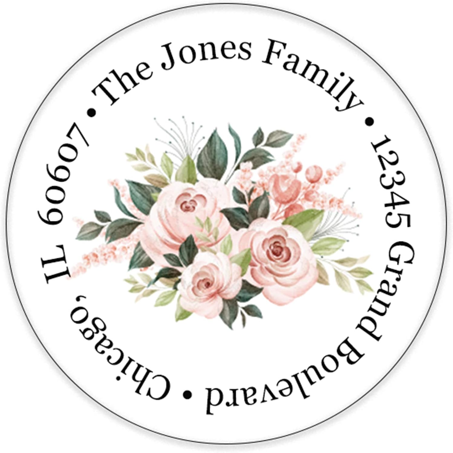 Custom Round Return Address Labels - 2 Inch Round Labels - 120 Labels - Personalized Kraft or Gloss Peel and Stick Labels- Holiday Extras Included - 100% Made in The U.S.A. (Pink Floral)