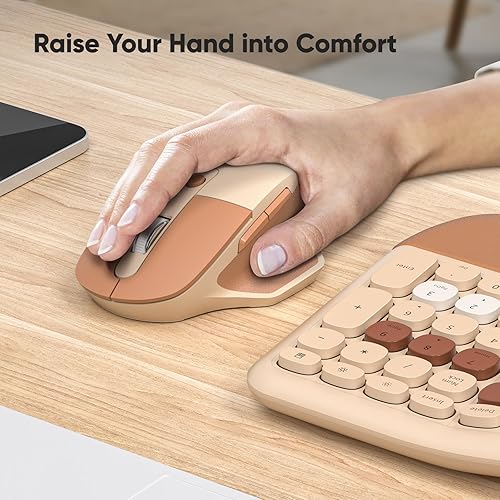 Miniatura 4 de MOFII Teclado y mouse ergonómicos, 2.4G USB inalámbrico, cómodo, natural, teclado dividido y mouse combinado con reposamanos, para computadora con
