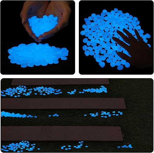 Miniatura 5 de Oubest Piedras que brillan en la oscuridad que brillan en la oscuridad, piedras decorativas azules a granel para jardín, pecera, acuario, pasarela,