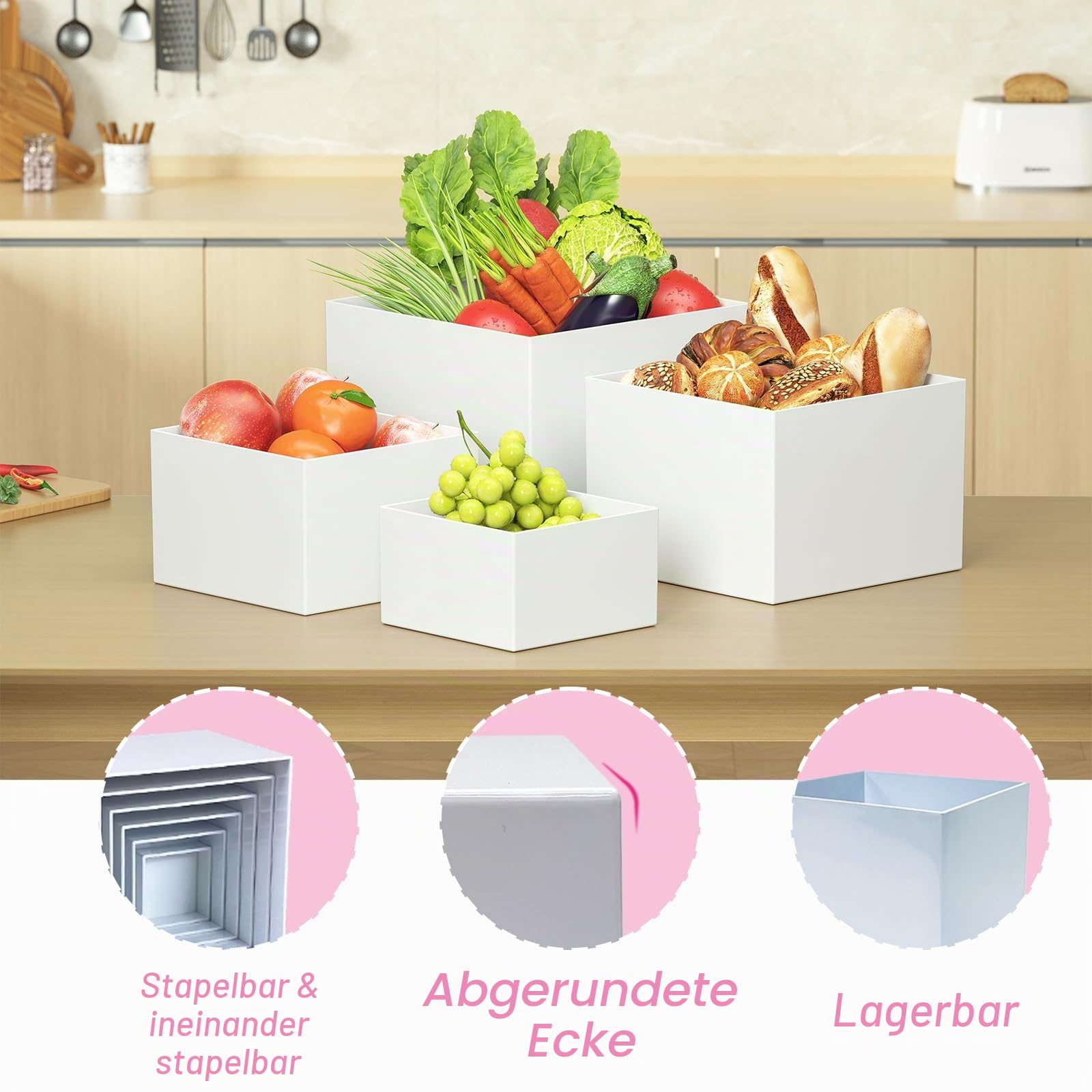 Afeeler 6 Stück Tortenständer, 5"/6"/7"/8"/9"/10" Acryl Buffet Ständer | Dessertständer mit Hohlen Böden, Wiederverwendbar Display Organizer für Hochzeiten, Geburtstag, Partys, Cupcake, Weiß