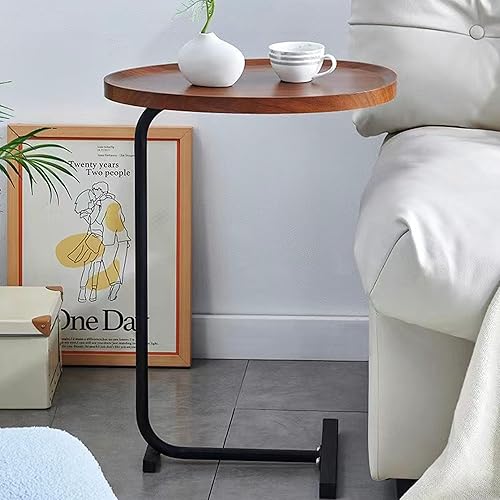 Miniatura 8 de 2 mesas auxiliares en forma de C, mesas auxiliares pequeñas para sala de estar, mesita de noche moderna para dormitorio (blanco)