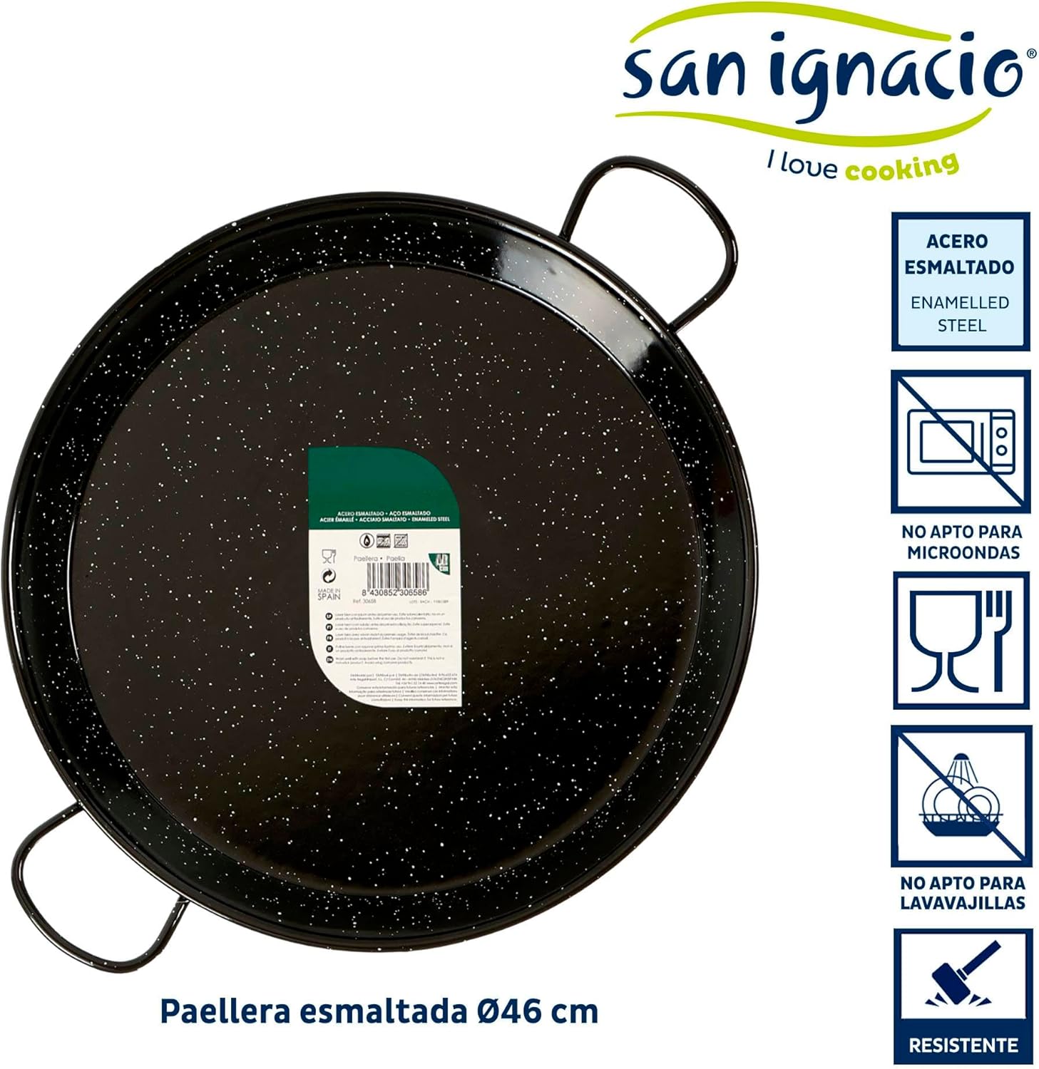 San Ignacio Enamelled Paella Pan 46 cm 12 Servings Collection LA DEHESA