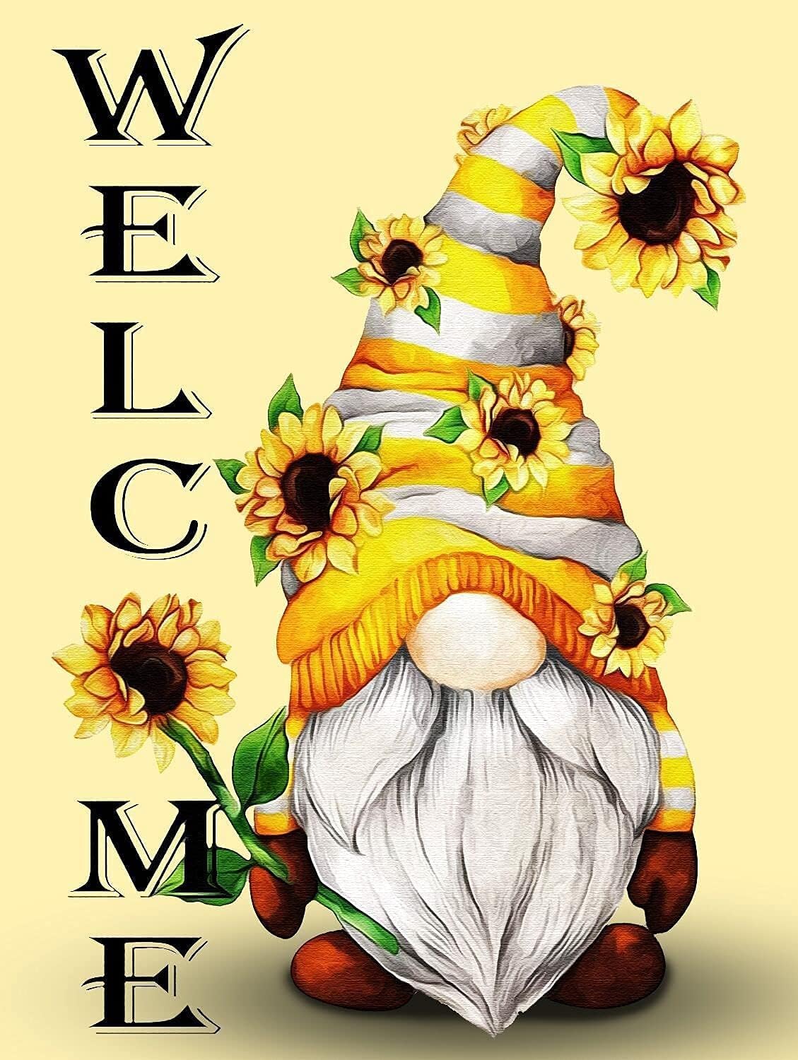 Zleiubisa Gnome Heart Welcome Christmas DIY Cross Stitch Art Craft 16x20 inch Fabric with Accessories