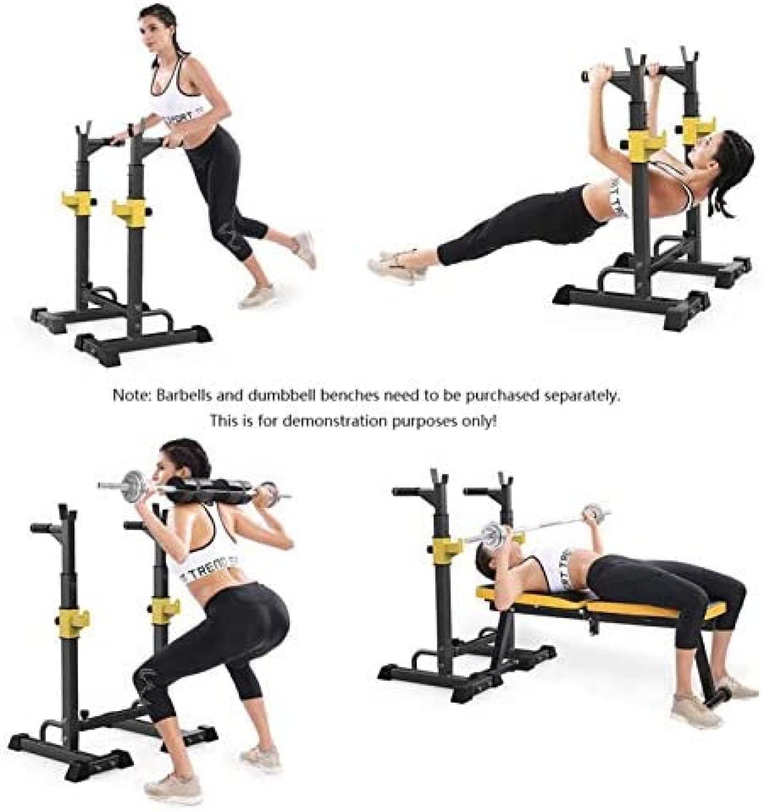 Estante para Sentadillas Estante con Barra Ajustable, Estante con Barra, multifunción, Soporte para Pesas para Press de Banca, Carga máxima de 250 kg, para Estante de Soporte para Entrenamie
