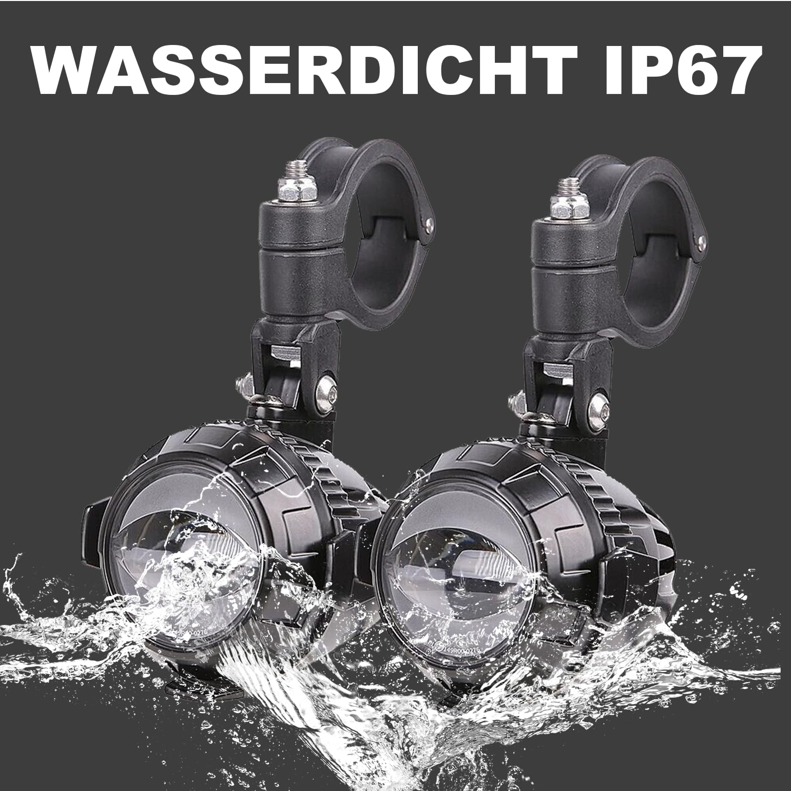 Zusatzscheinwerfer Motorrad LED Scheinwerfer 6000LM 6000K Nebelscheinwerfer Motorrad LED mit E-Prüfzeichen für BMW F800,Universal-Hilfslampe für motorrad