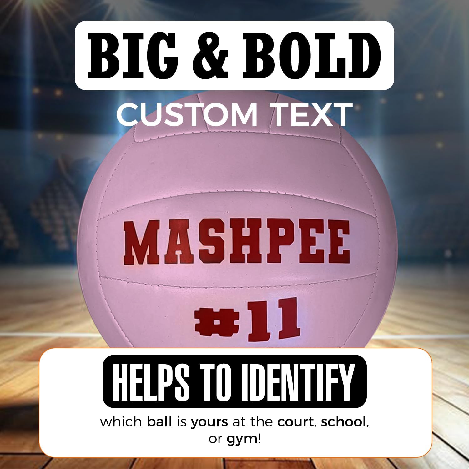 HAMMET Custom Pink Volleyball with Your Name or Text – Durable, Personalized Soft Play Volleyball - Official Size Customized Gift for Mom, Daughter, Girl, Coach and Player