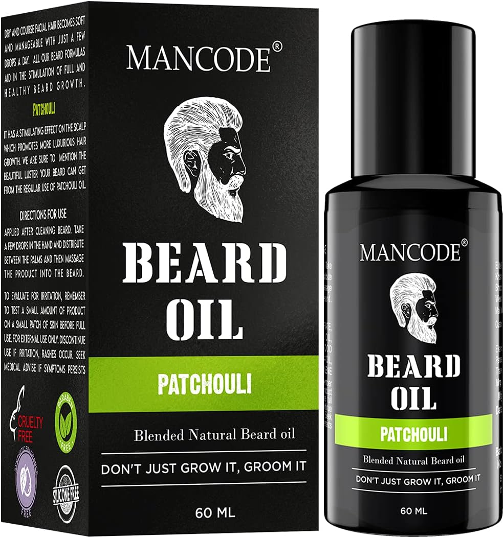 MAN CODEBeard Oil, For Nourishment & Strengthening Beard, No Harmful Chemicals, 60Ml Each (Patchouli)