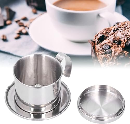 BORDSTRACT Filtro de café vietnamita, percolador de café manual reutilizable de acero inoxidable para café molido