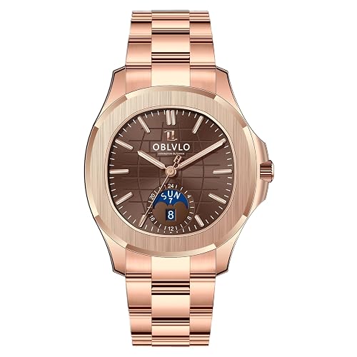Luxury Watch, Rose Gold Stainless Steel Band, Blue Dial, Day-Date