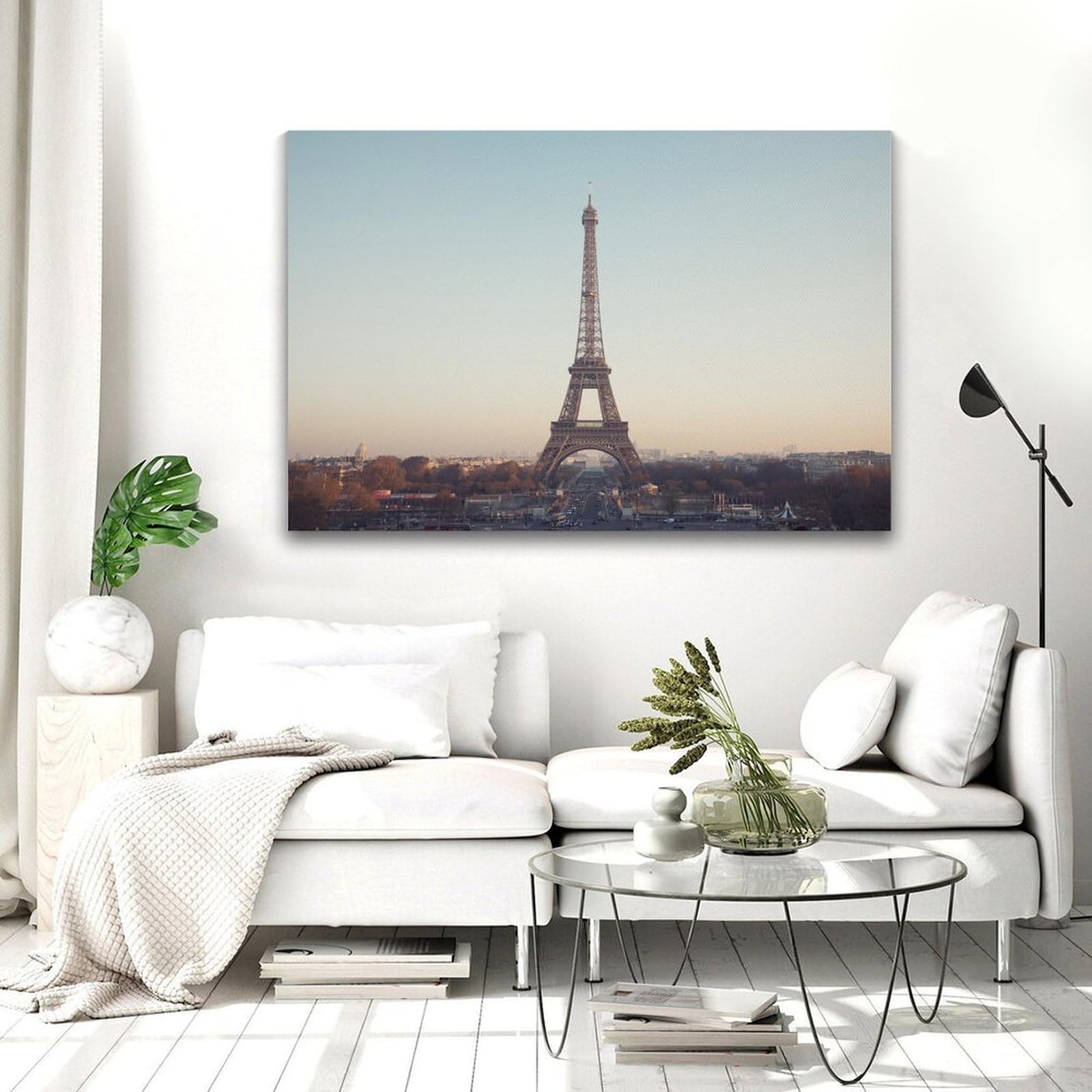 Eiffel Tower Paris Scenic Canvas Poster Modern Poster Decorativo Cuadro Lienzo Cuadro Cuadro para Salón Dormitorio Moderno Mural para Habitaciones Familiares, Impresiones de 40 x 60 cm