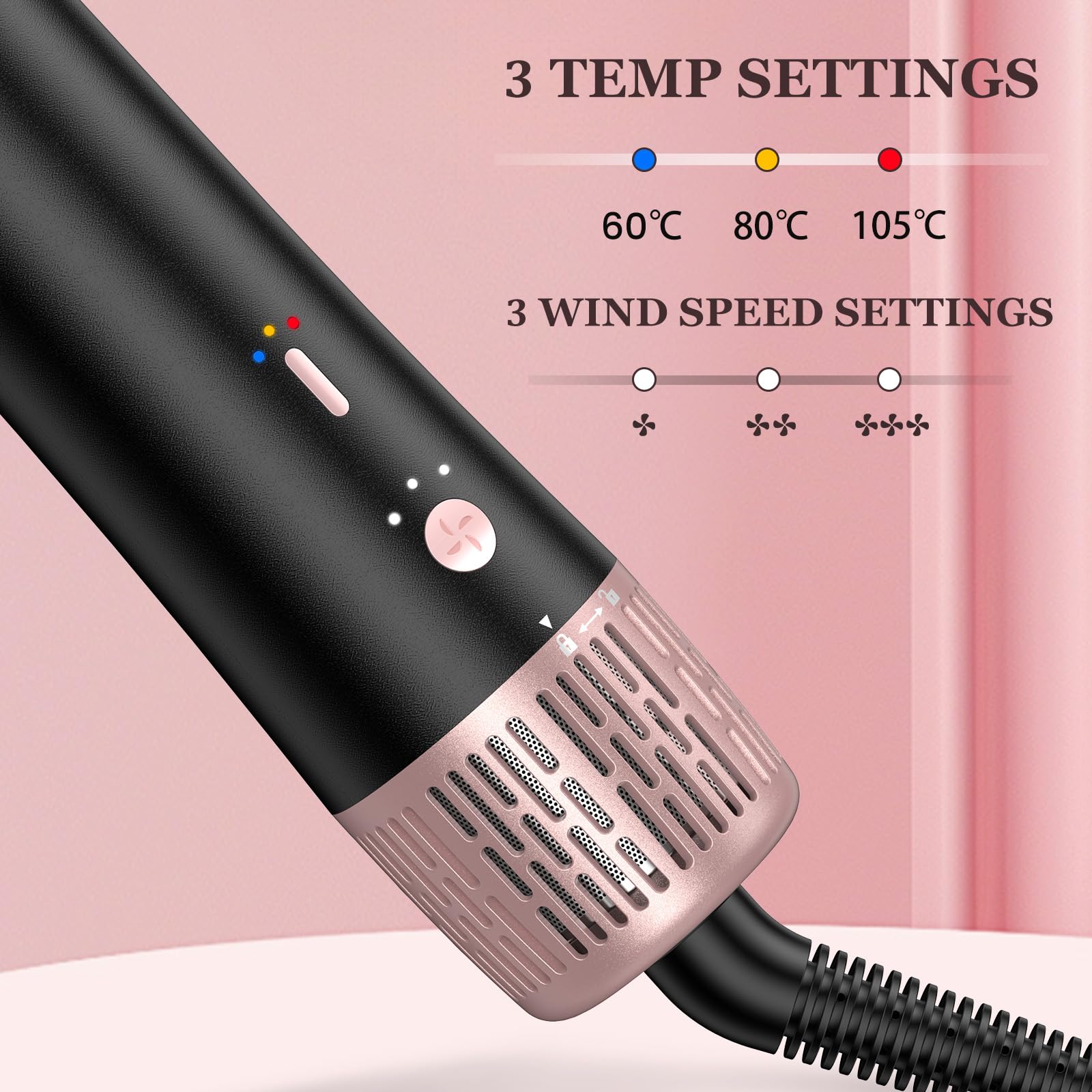 slopehill Blow Dryer Brush, 100,000RPM Ionic Hot Air Brush, 1400W, 4-in-1 Styler