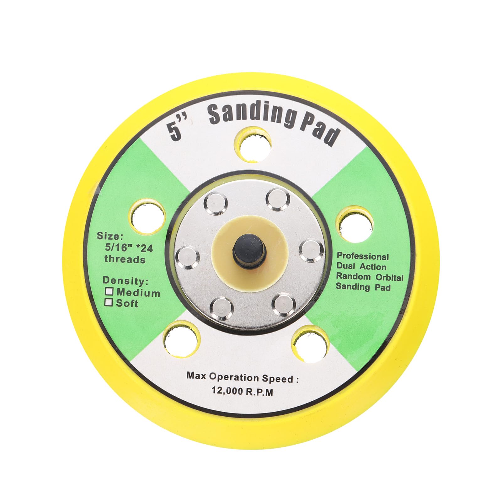 Sourcingmap 5 Inch Hook and Loop Backing Sanding Pads with 5/16"-24 Thread for Diamond Sanding Finishing Polishing Buffing Pads