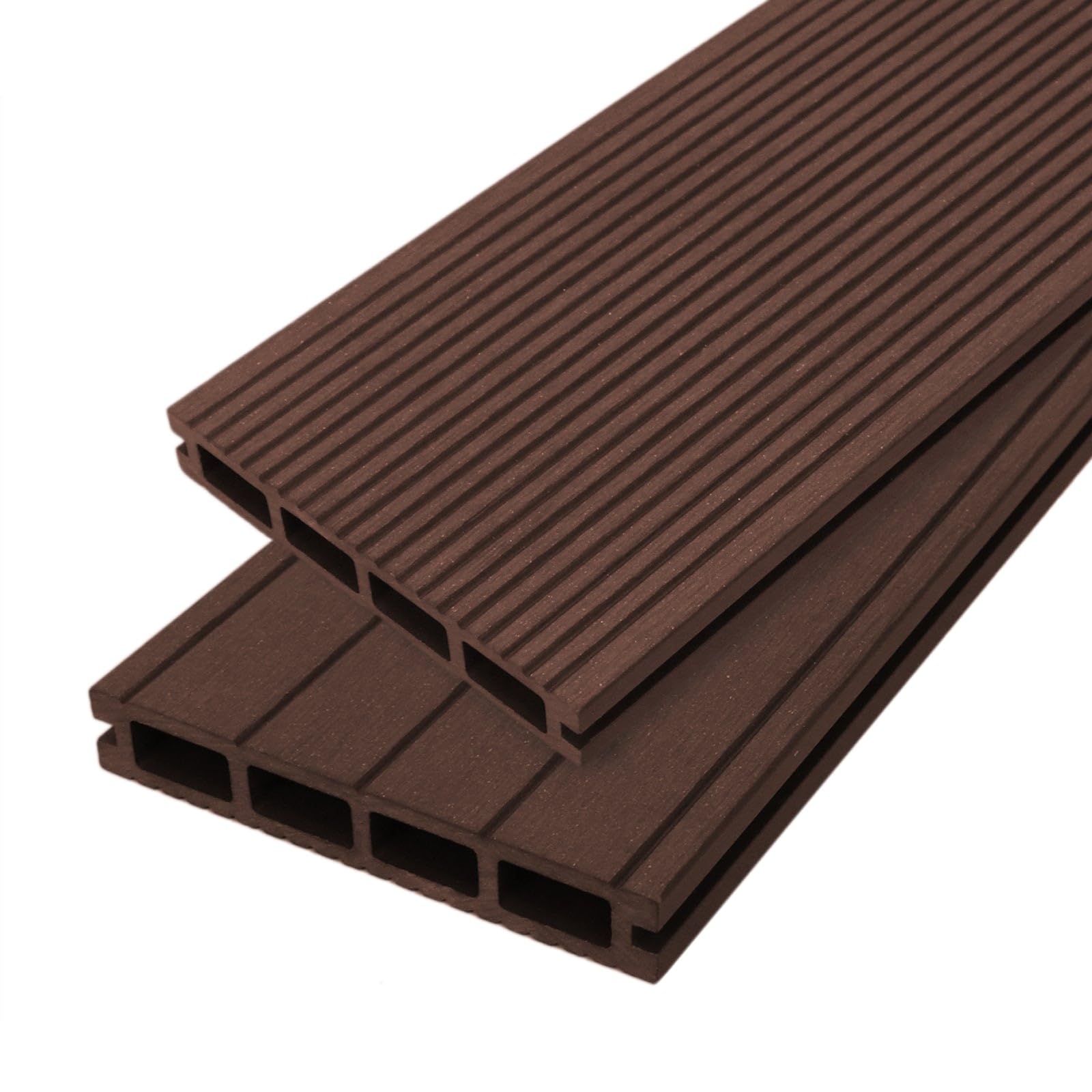 Composite Wpc Decking Boards Brown X 7 Reversible Groove Plastic 2.9M 5056806832173
