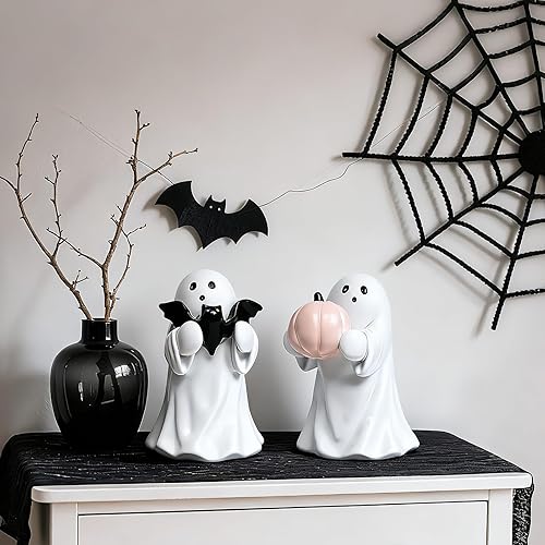 2 paquetes de figuras de fantasma de Halloween, bonita estatua de Hallowen para decoración del hogar, divertida figura espeluznante de calabazas y