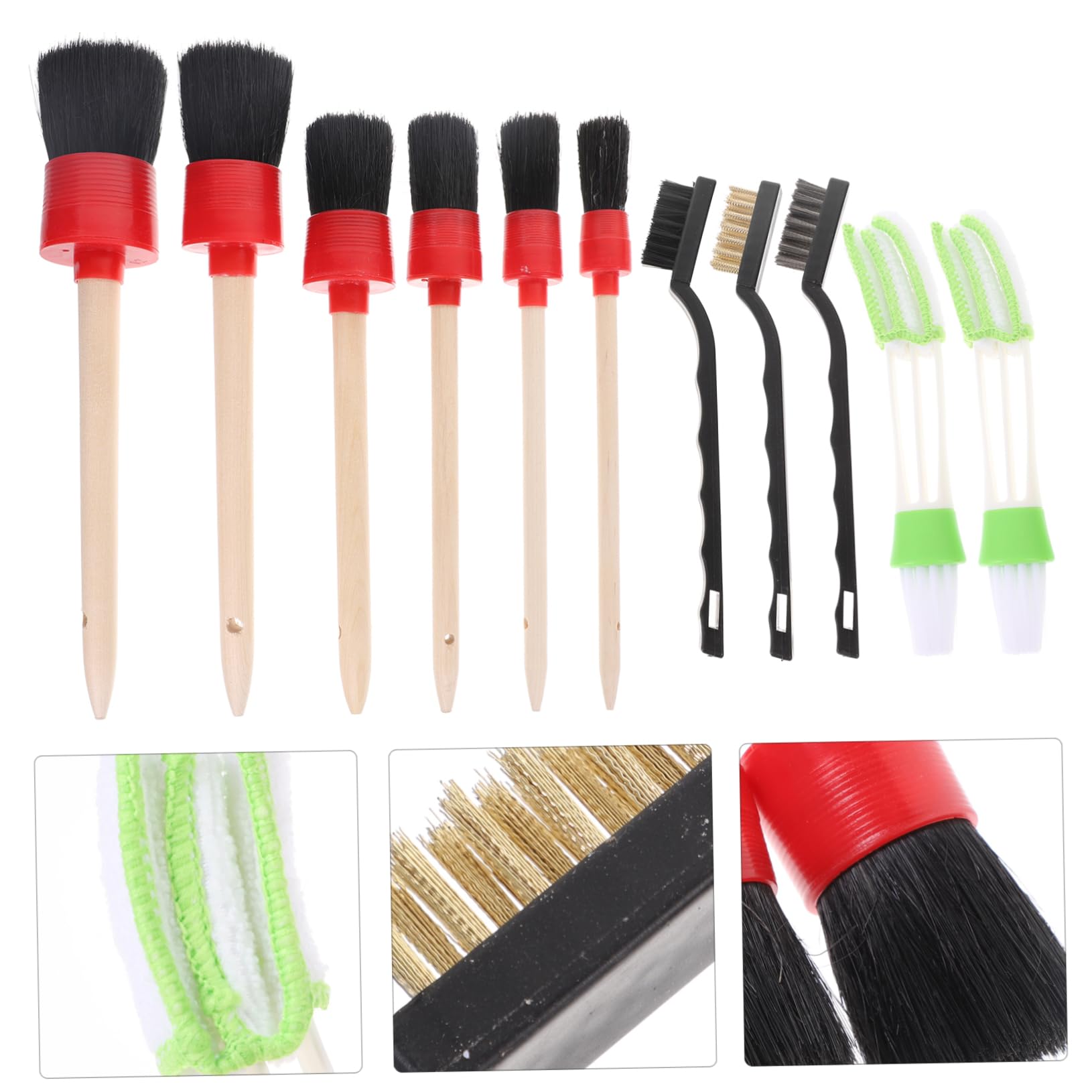 PRETYZOOM Car Detailing Brush Set 11 Pieces Vehicle Interior Cleaning Kit Material Ergonomic Handle Easy to Use
