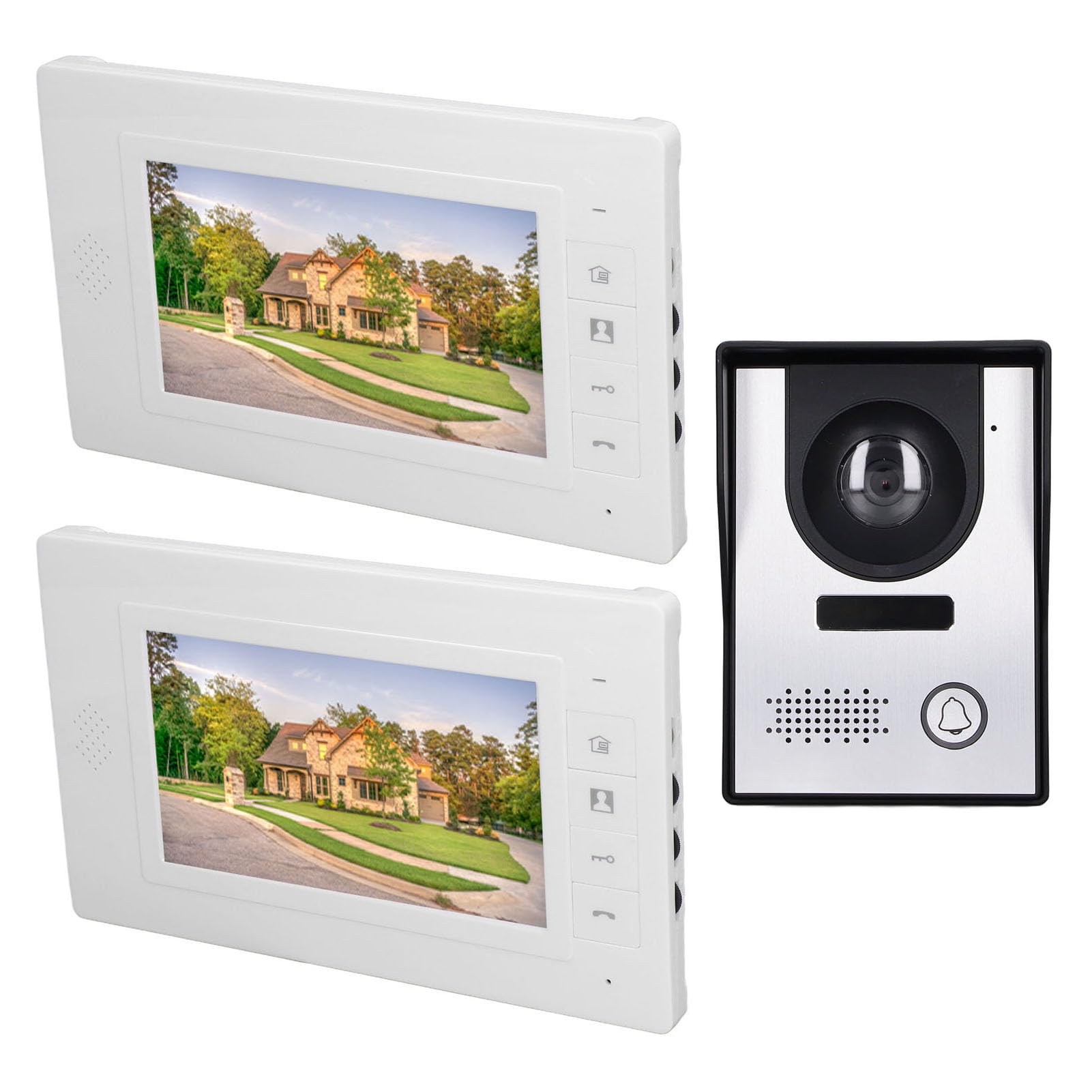 Sistema de Videoportero, 2 uds. Sistema de Timbre con Monitor de 7 Pulgadas para Visión Nocturna de Villa House Office (Enchufe europeo)