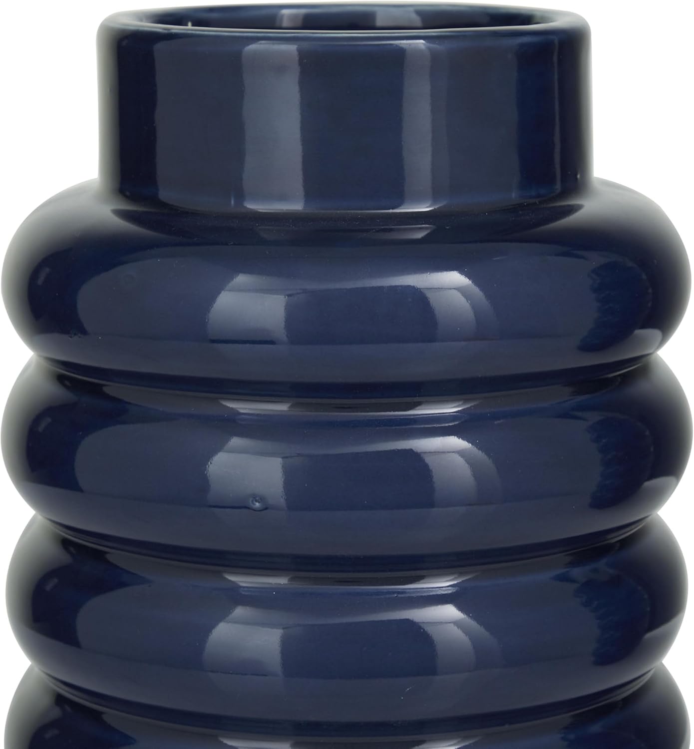 CosmoLiving by Cosmopolitan Ceramic Decorative Vase Centerpiece Vases with Stacked Ring Design, Set of 2 Flower Vases for Home Decoration 16", 12"H, Dark Blue