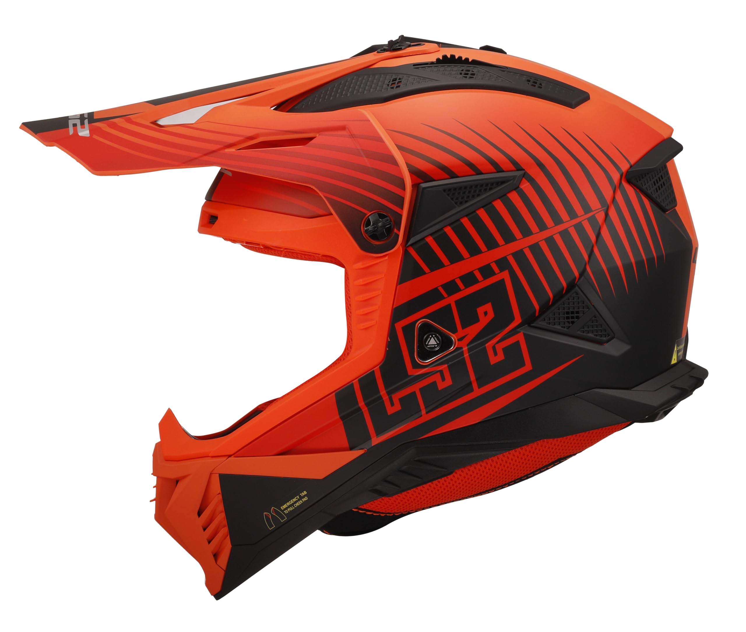 LS2, Casco Moto Cross FAST II DUCK Matt H-V Orange Red, L