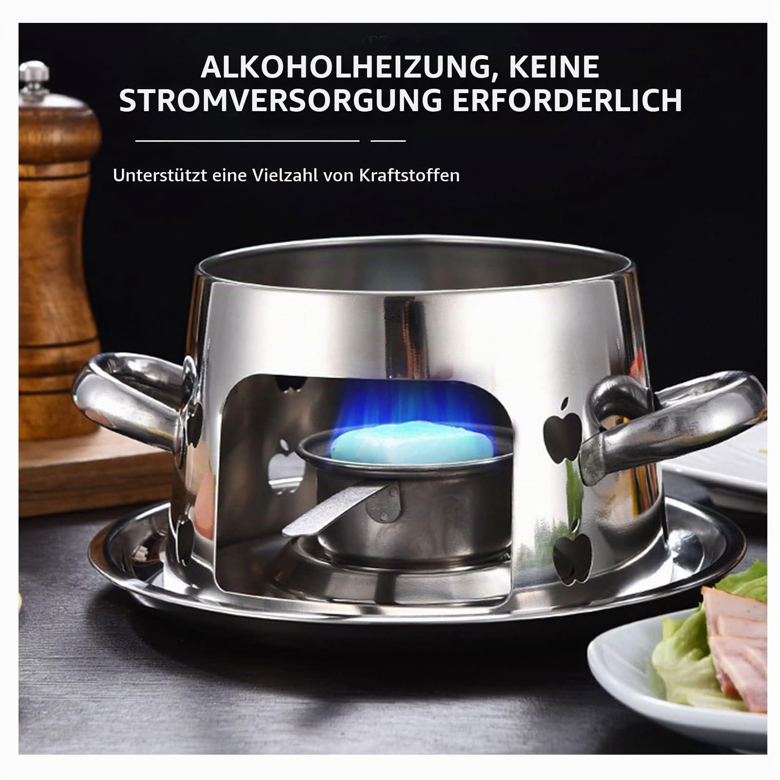 SPORTARC Campingkocher Für Innenräume, Campingkocher Ohne Gas Und Ohne Strom, Für Campingkocher Mit Topf, Campingherd Aus Edelstahl Für Innenraum,3 Größen Verfügbar