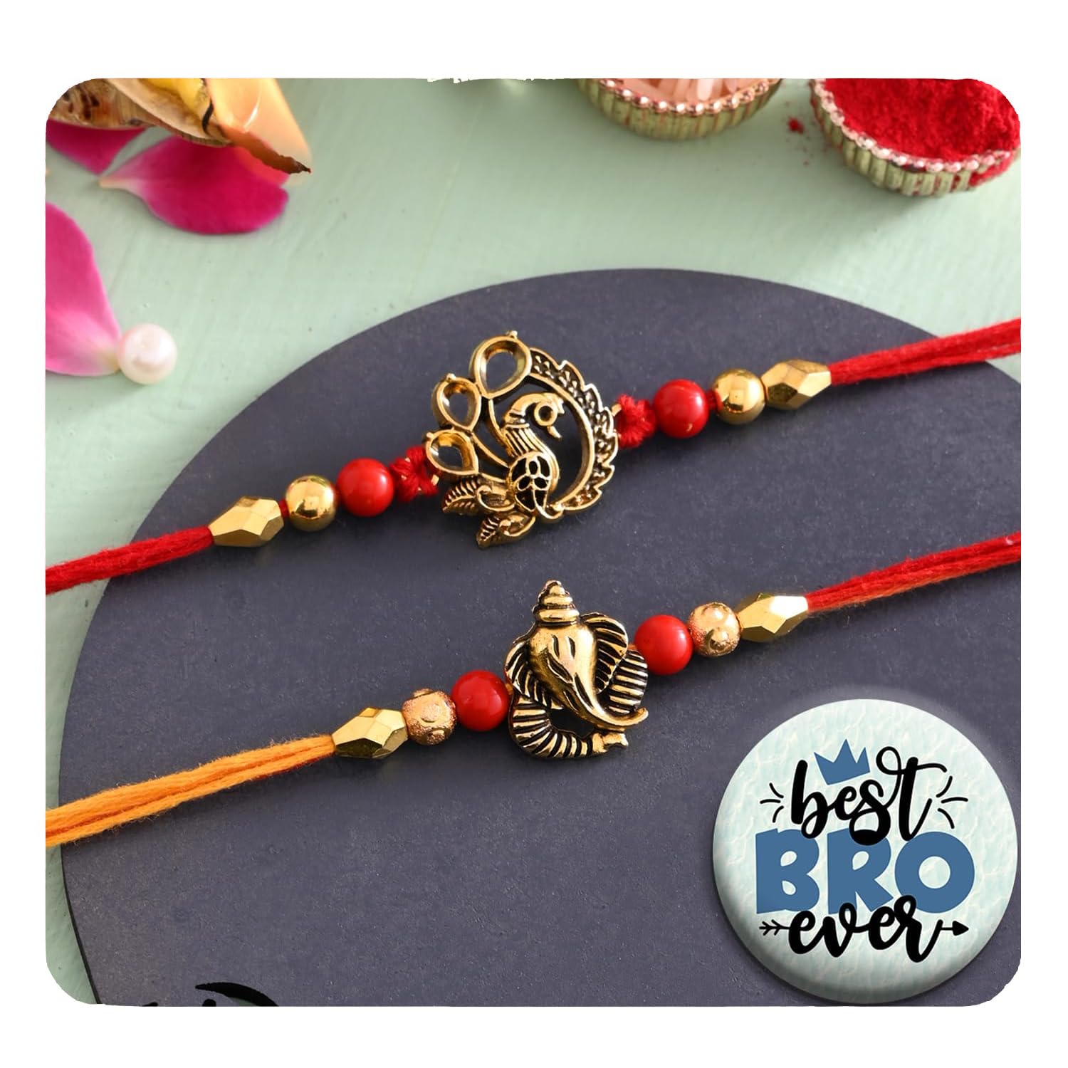 Ascension Ganesh Ji OM Designer Rakhi for Brother Sister Raksha Bandhan Gift Band Moli Bracelet Stone Designer Rakhi for Brother Bhaiya Bhai with Best Brother Fridge Magnet & Roli Tilak Pack (B0CD2HGHTQ) Amazon Price History, Amazon Price Tracker