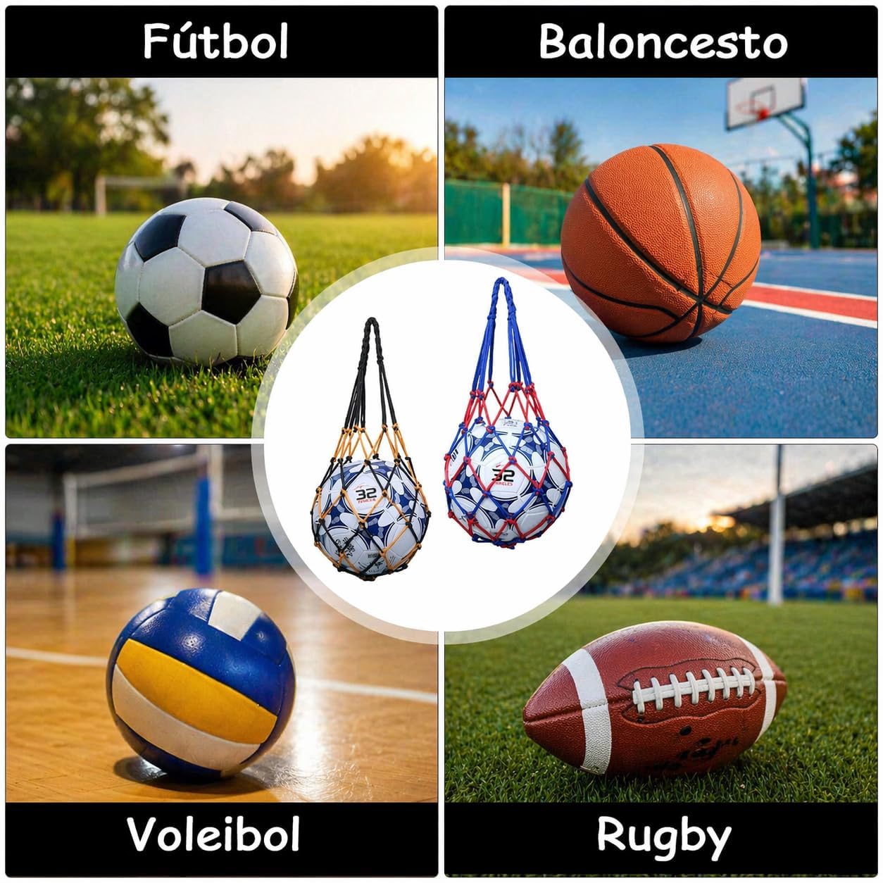 Bolsa para Balón Portátil con Agujas Inflables, Baloncesto Voleibol Playa
