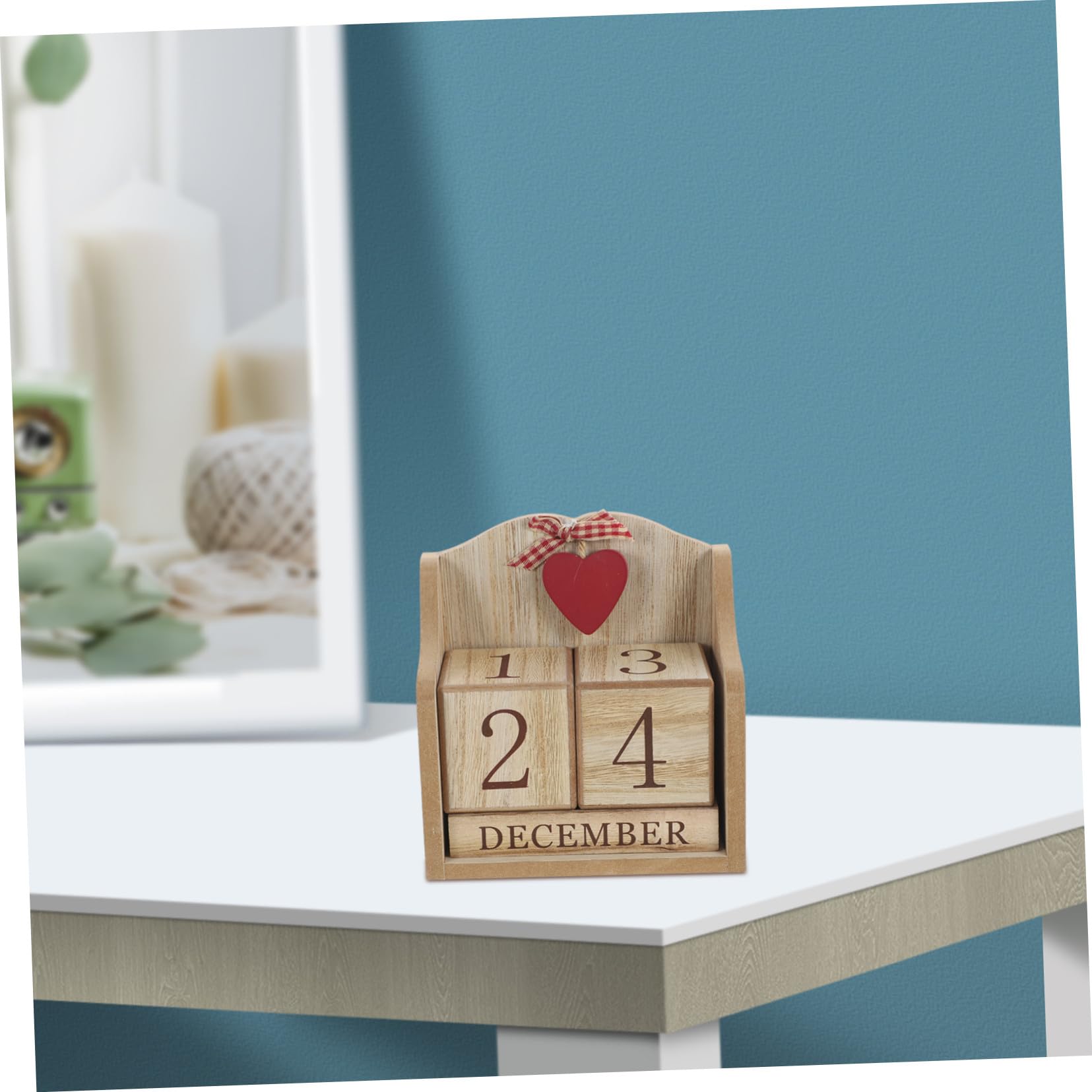 DOITOOL 4 Stück Ewiger Holzblock Tischkalender Handlicher Dauer Kalender mit Monats und Zahlenblöcken Praktischer Holzwürfel Kalender für Büro und Zuhause Kompakte Schreibtischdeko