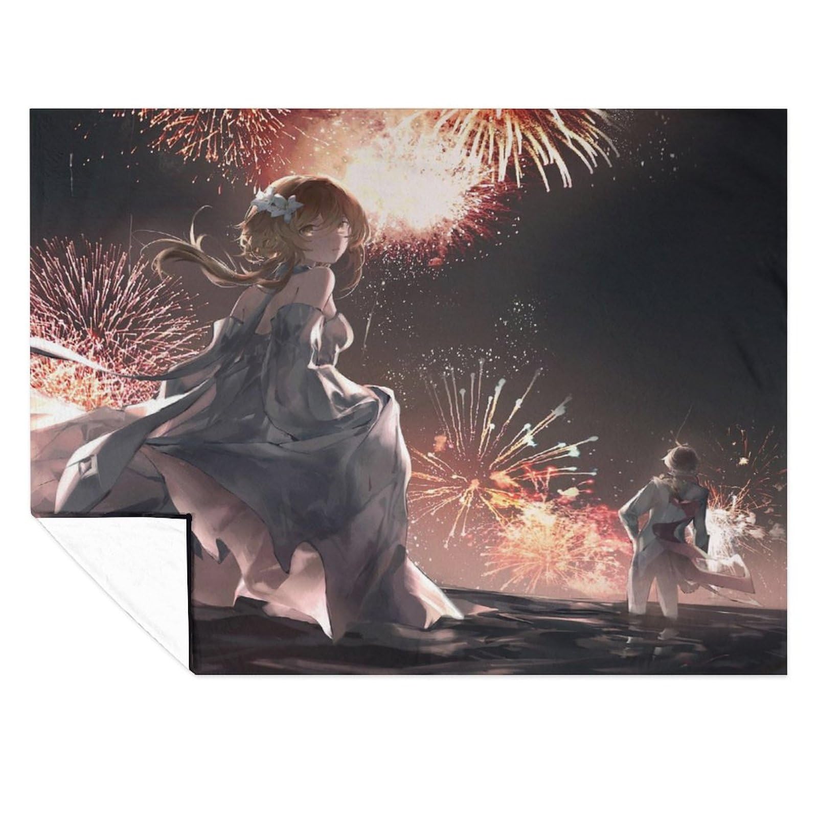 Amazon｜原神-花火の下の蛍の振り向きブランケット 毛布40