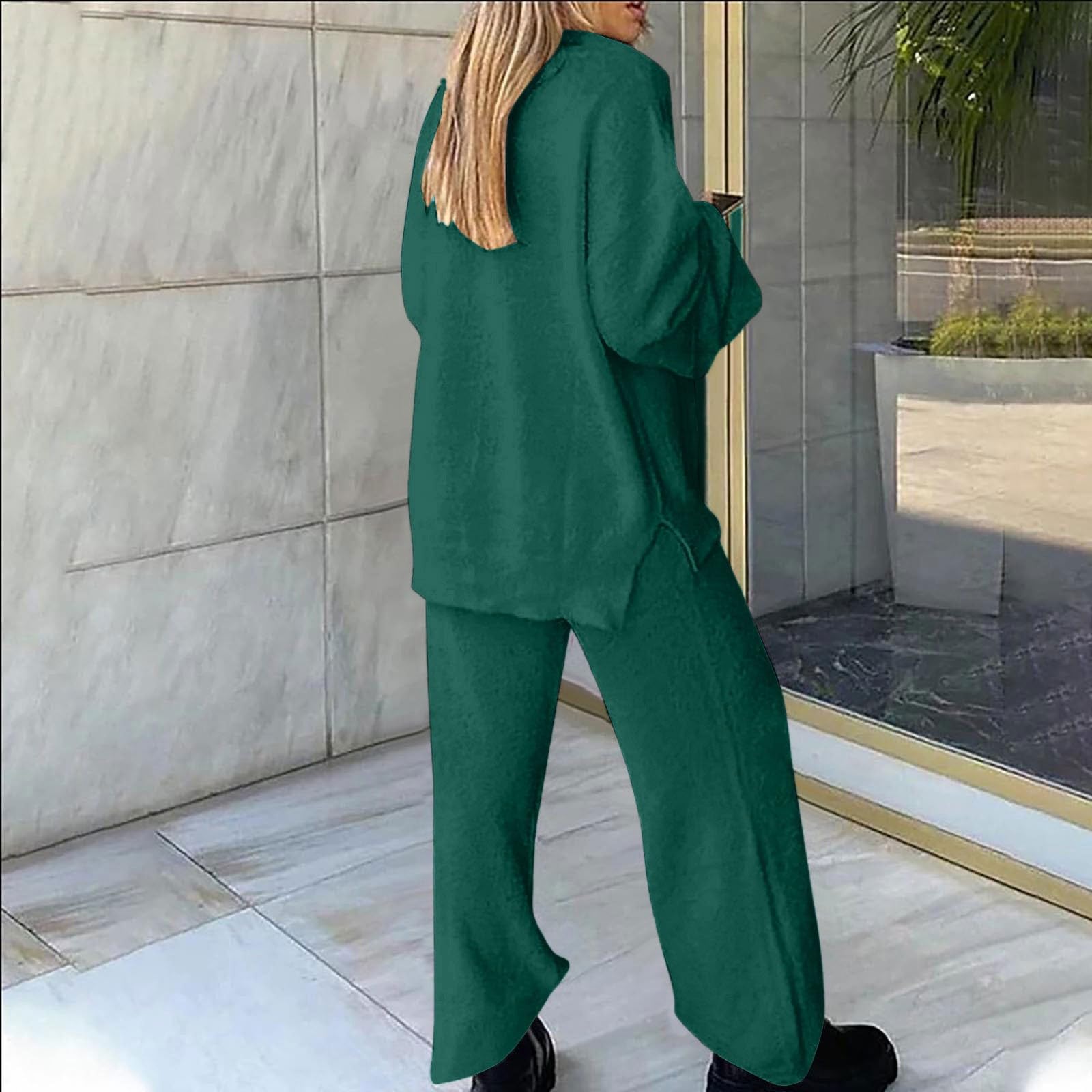 Generisch Ensemble de vêtements d'intérieur en coton et pantalon large pour femme