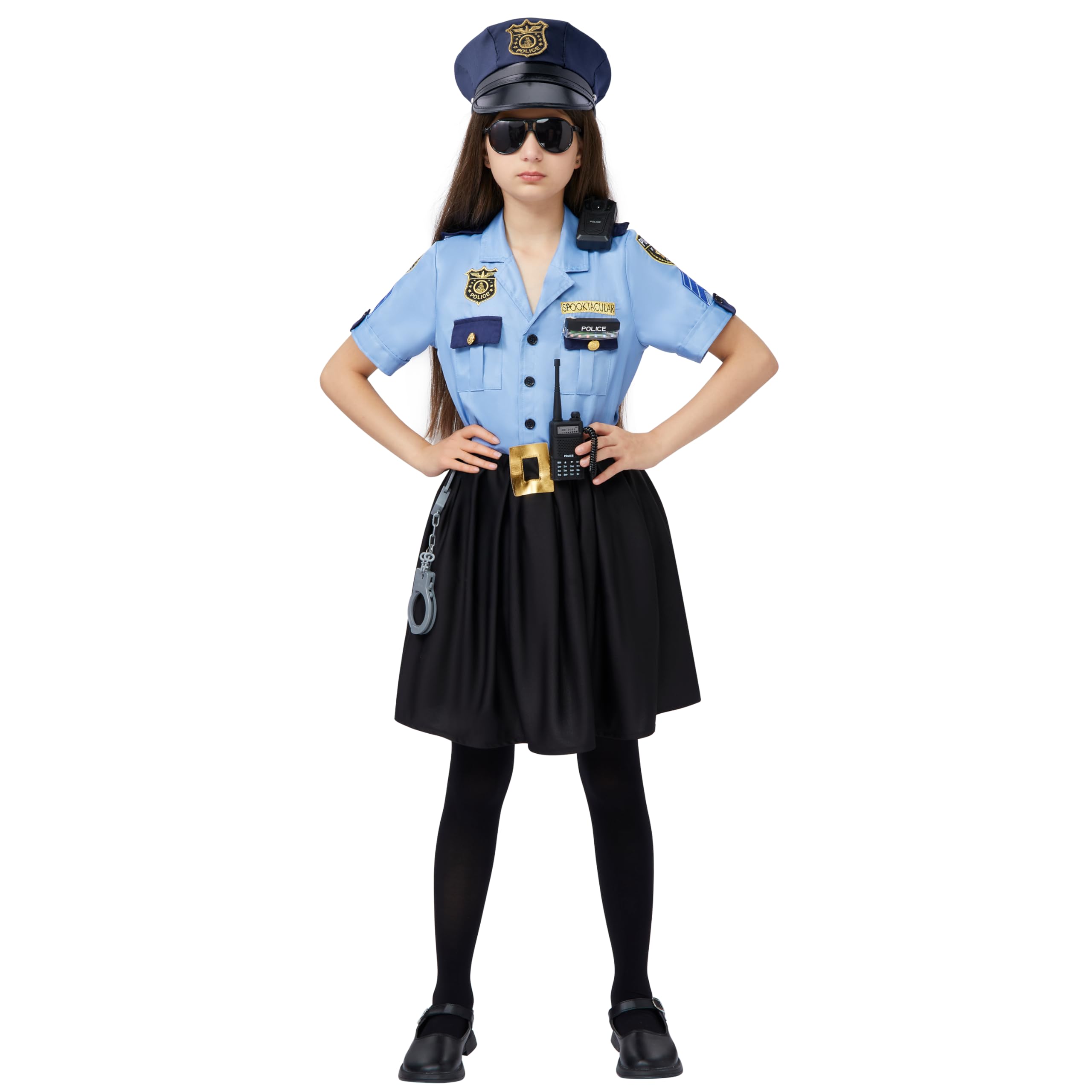 Spooktacular Creations Kostium policjanta dla dziewcząt, kostium policjanta do odgrywania ról dla dzieci i ubierania się na halloween-3T