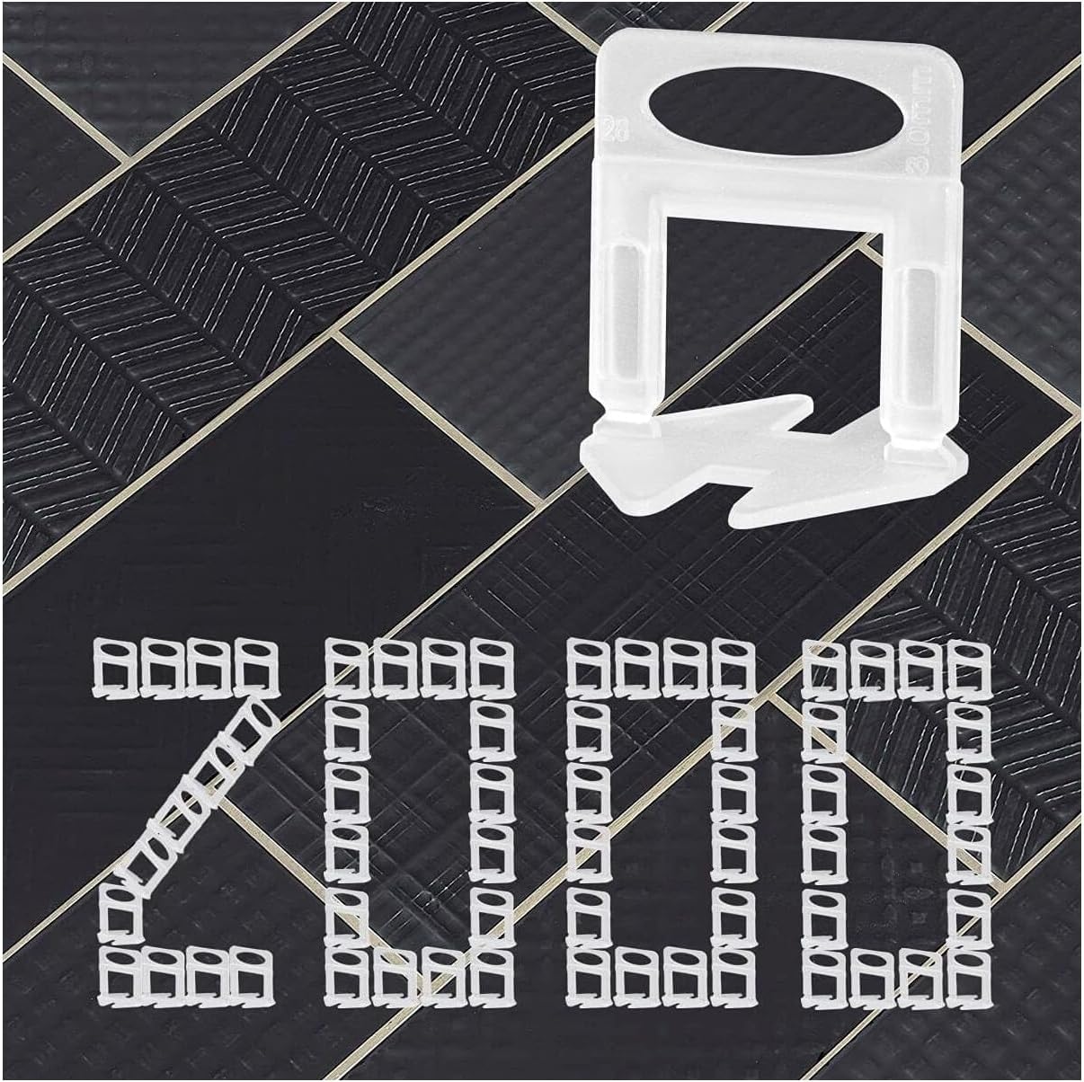 Tile Leveling System Clips 2000pcs DIY Tiles Leveler Spacers, Tile Leveling System for Ceramic Tile and Stone Installation (1/8 Inch, 3mm), White