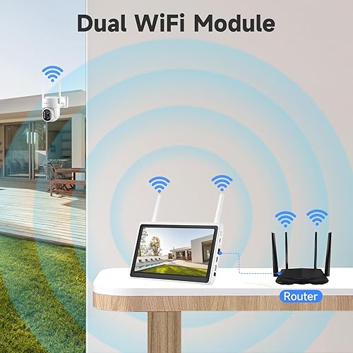 Miniatura 8 de Yeewise NightColor - Sistema de cámara solar inalámbrico, WiFi 6 NVR con monitor integrado de 10.1 pulgadas y disco duro de 500 GB, 10 cámaras de