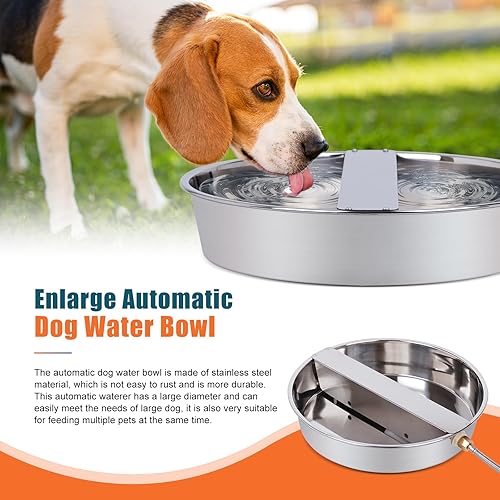 Miniatura 3 de Dispensador automático de agua para perros, razas grandes, de acero inoxidable, para exteriores, con válvula de flotador, bebedero automático para