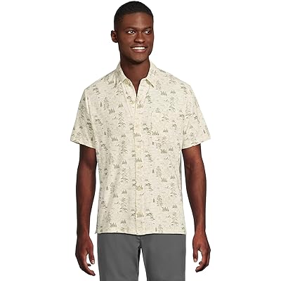 Мужская рубашка L.L.Bean Lakewashed Performance Button Front Shirt Short Sleeve Traditional Fit Print sailcloth scenic