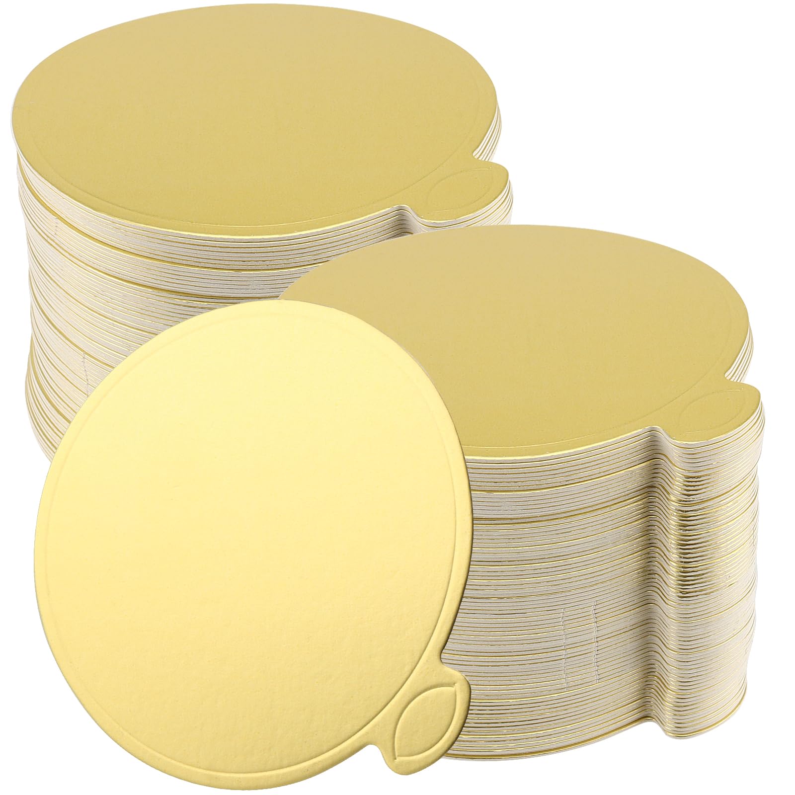 MANCHAP 300 PCS 3.5 Inch Gold Cake Board, 90mm Mini Round Cardboard Cake Base, Mini Mousse Dessert Boards for Wedding, Birthday, Parties