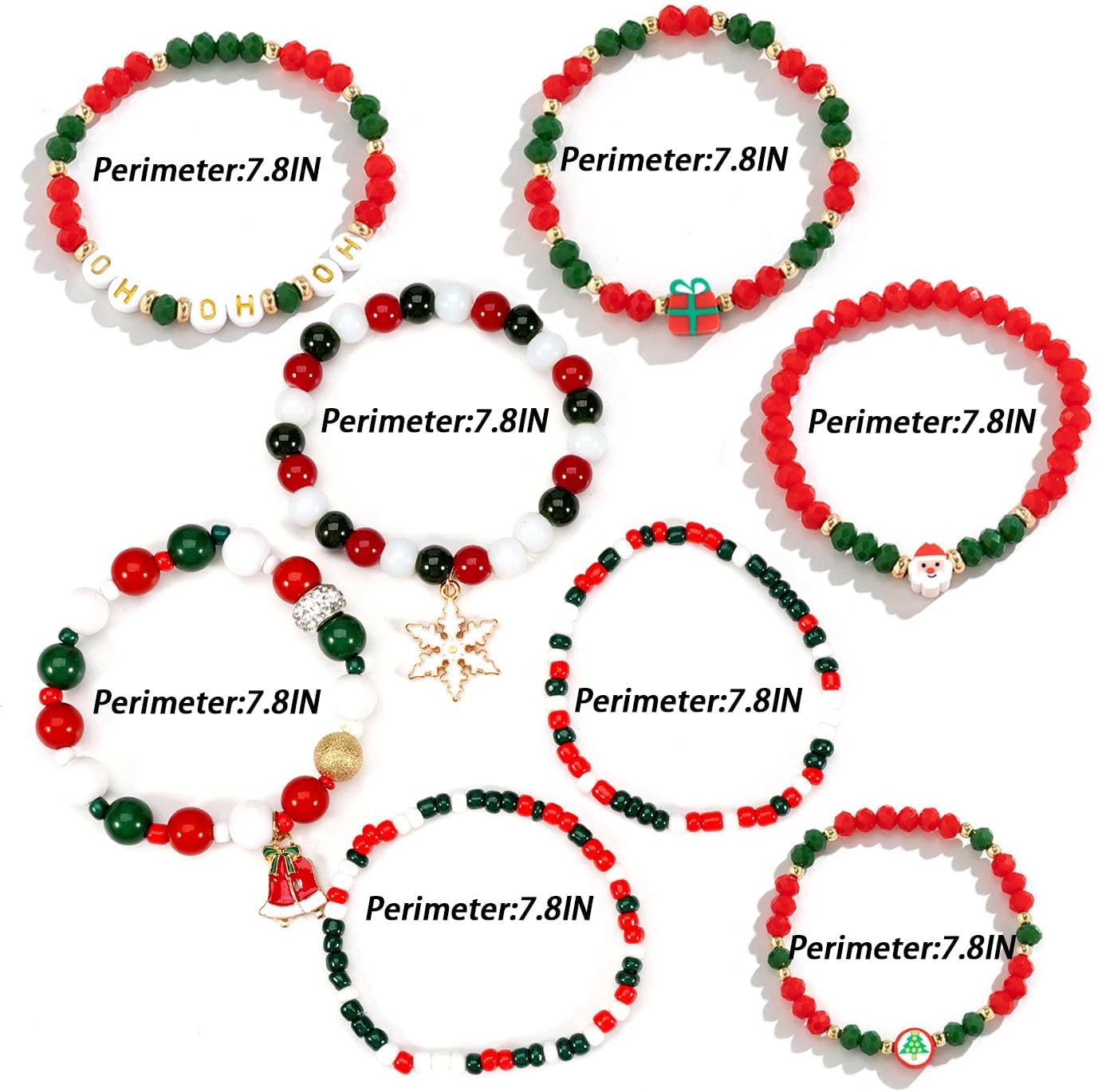 Christmas Bracelet for Women Stackable Bracelet Handmade Beaded Stretch Bracelet Thanksgiving Stackable Bracelets Thanksgiving Fall Bracelets for Women Clay Stretch Bracelet Autumn Jewelry - Image 2