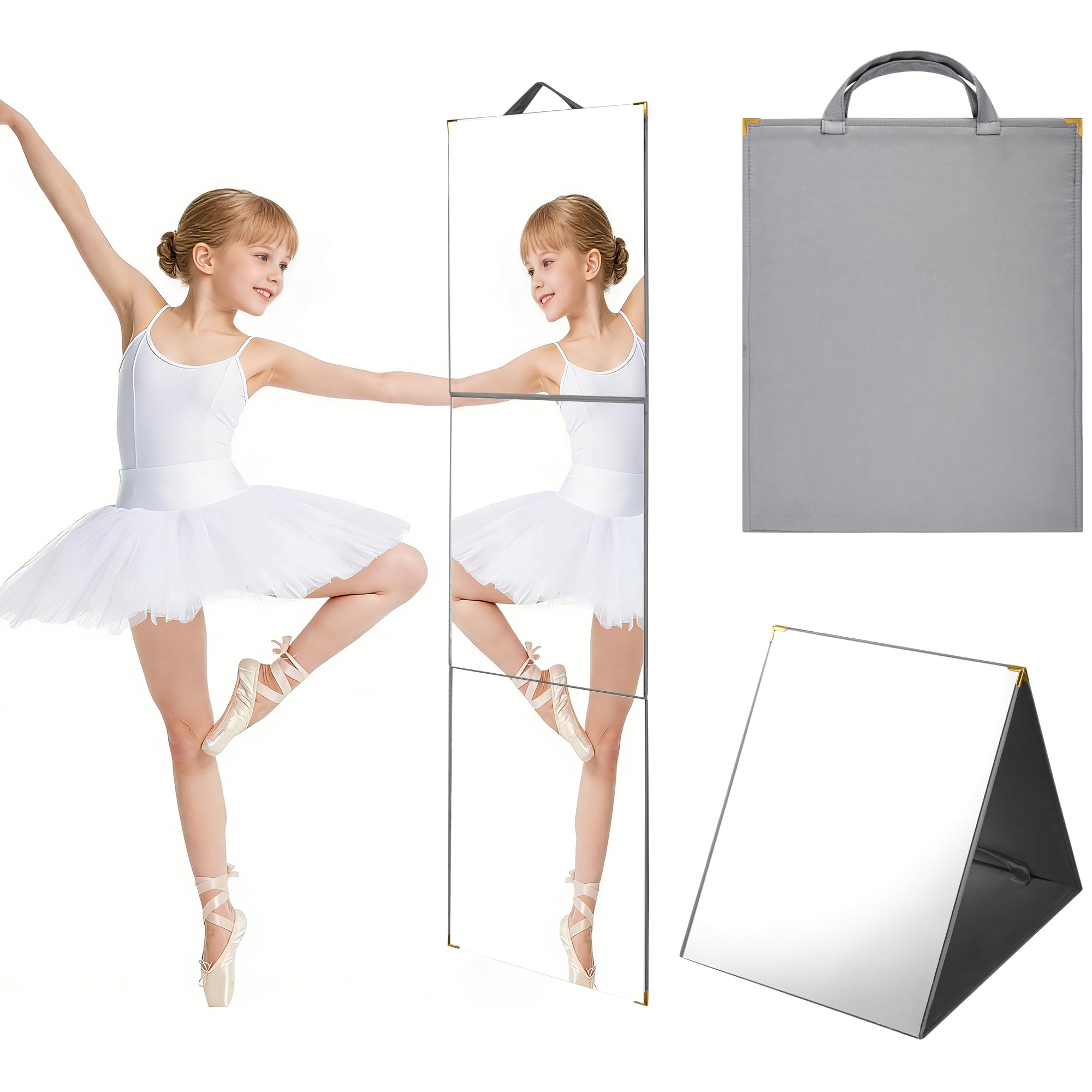 Photo 1 of CATHRABO Hanging Portable Foldable Dance Mirror,Acrylic Shatterproof Folding Mirror for Camping,Lightweight Full Length,Dance Competition Must Haves (Grey, 47" L x 13" W)