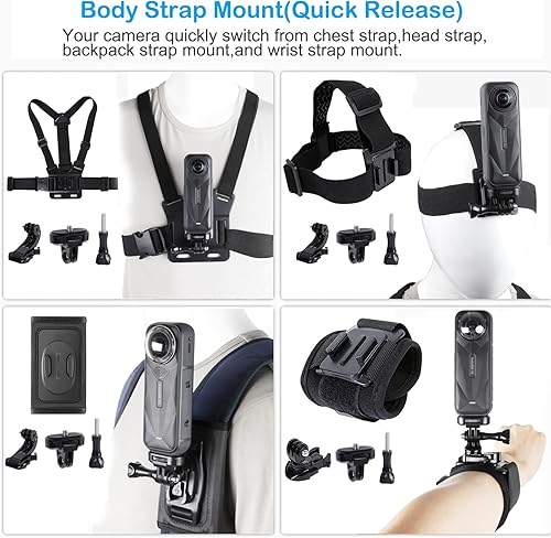 Miniatura 3 de Kit de accesorios para Insta360 One X5/X4/X3/X2/X, One R, X y GoPro Hero 9, nueva montura de enganche rápido para la cabeza + arnés de montaje en el