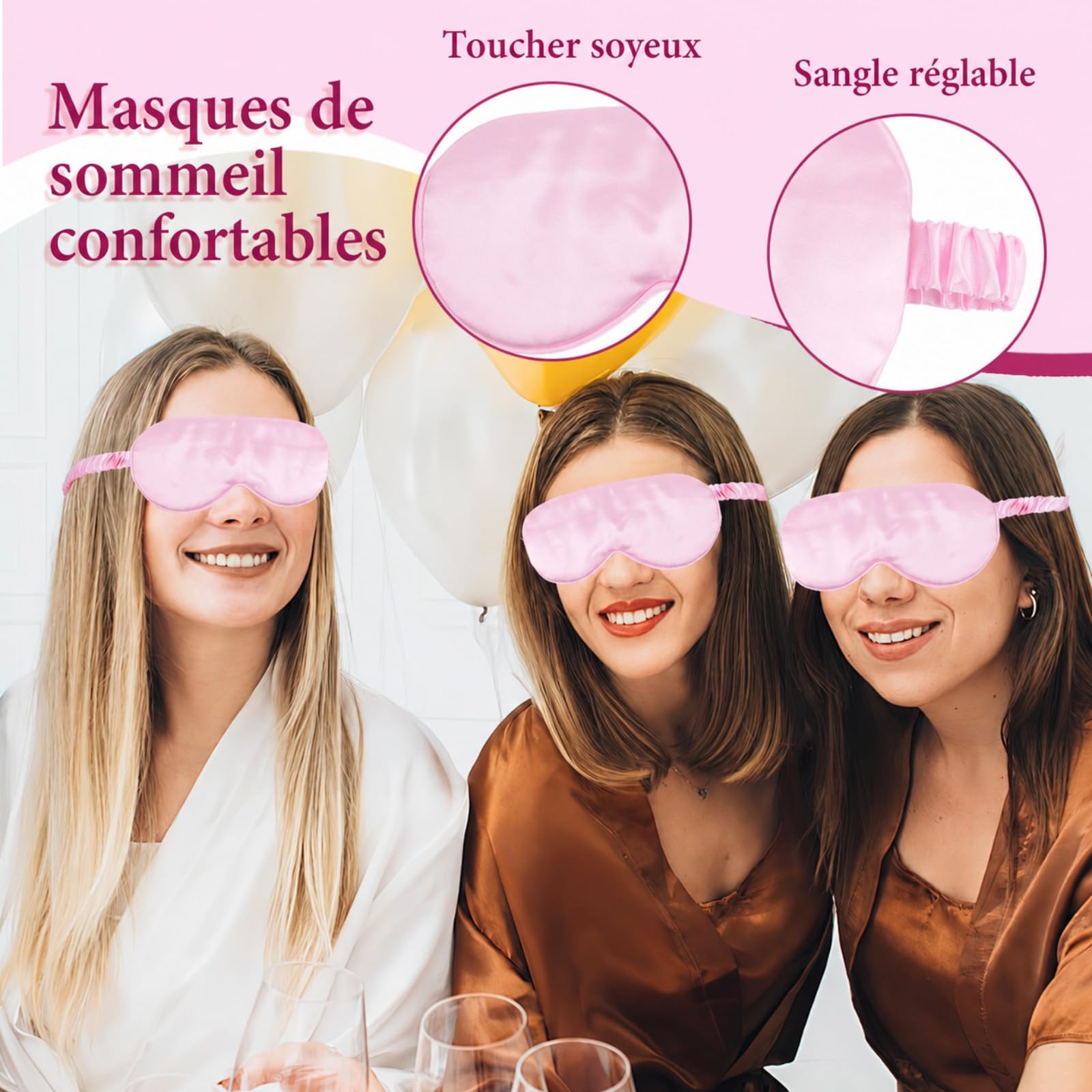48 Pièces Kit Fête Spa Fille, Accessoires Soirée Pyjama avec Bandeaux, Bracelets, Masques de Sommeil, Chouchous et Sacs, Cadeaux Invités Anniversaire Enfant (Rose, Taille Unique)