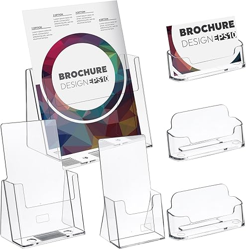 Geyoga 3 soportes acrílicos para folletos de 4 x 6, 6 x 9, 8.5 x 11 pulgadas, 3 tarjetas de visita, soporte de plástico para documento de papel