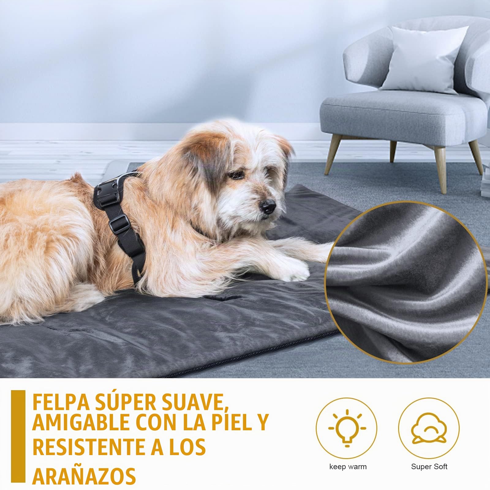 OneTigris Manta para Perros de 110 cm x 68 cm, de Terciopelo Engrosado, para Perros Grandes y medianos, para Viajes, Camping, Exterior, Reversible y portátil, Lavable a Mano