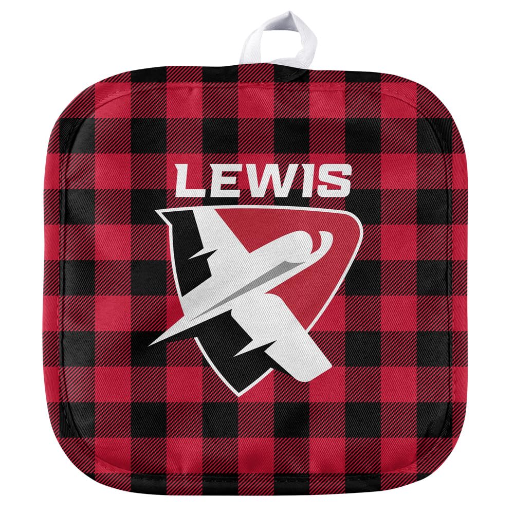 Lewis University Buffalo Check Heat Resistant Pot Holder with hanging loop for Indoor/Outdoor Kitchen and BBQ Cooking and Baking