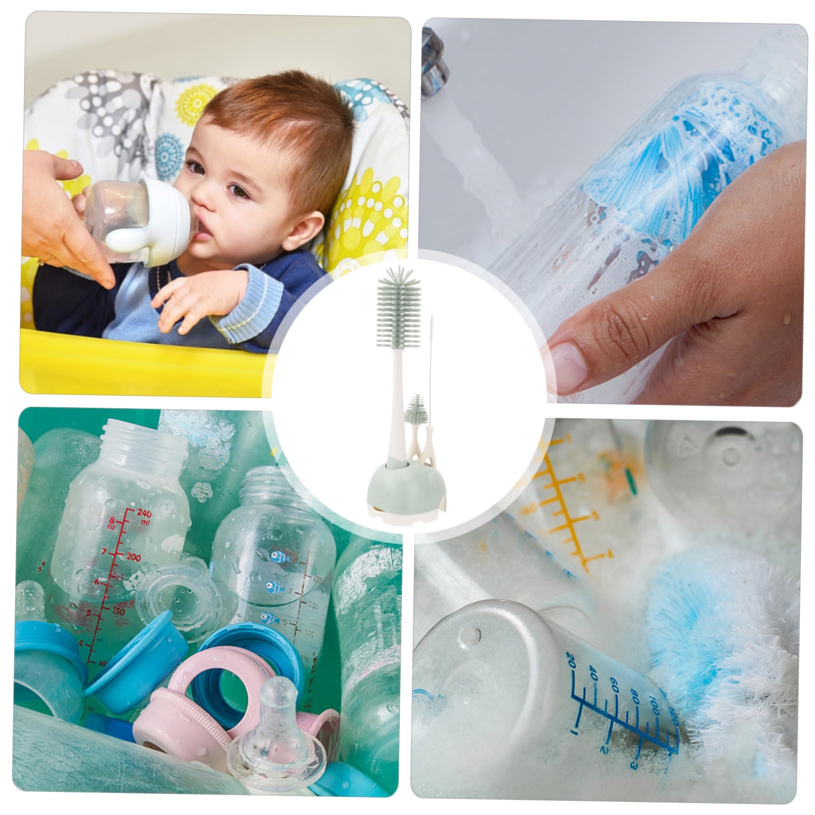 ifundom 2piezas Cepillos De Limpieza De Biberones De Silicona Limpiador De Botellas Cepillo Compacto y Ligero para Biberones y Tetinas Material y Silicona Premium Diseño Único para